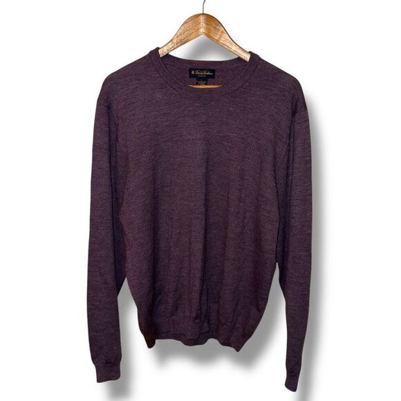 Brooks Brothers Plum Purple Merino Wool Crewneck Sweater L - Picture 1 of 5
